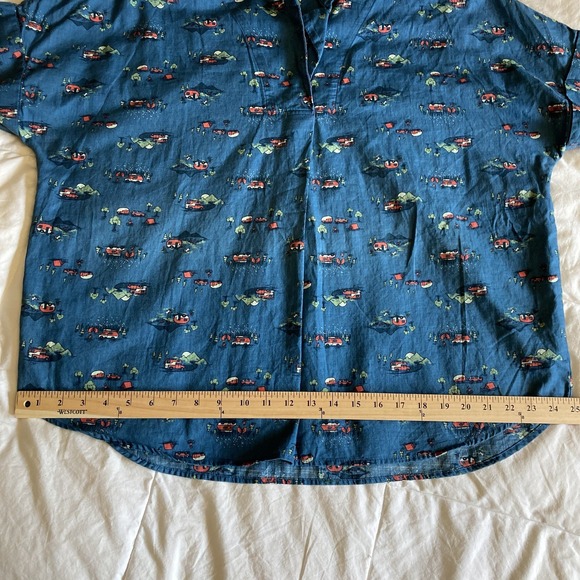 Duluth Trading Co Womens L Lightweight Printmaker Popover Blue Camper RV Organic - Picture 14 of 14